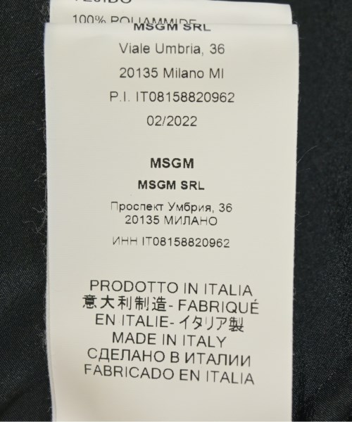 MSGM（エムエスジーエム）ワンピース 黒 サイズ:40(M位) レディース/2200649237234