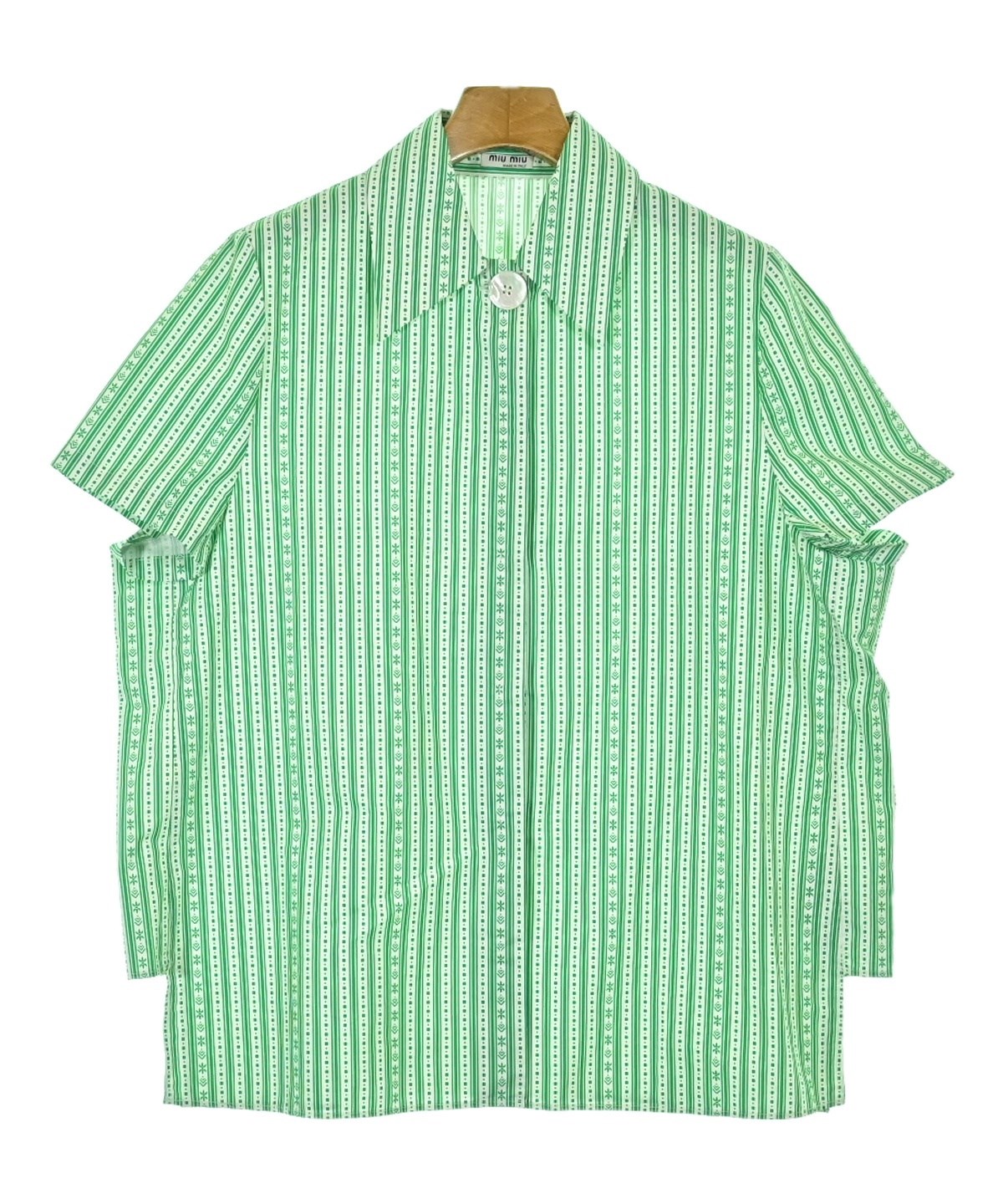 ミュウミュウ　緑 水玉 半袖シャツ　38サイズ ミュウミュウ Miu Miu MIUMIU シャツ MK1793 10RG 長袖 ロゴ刺繍