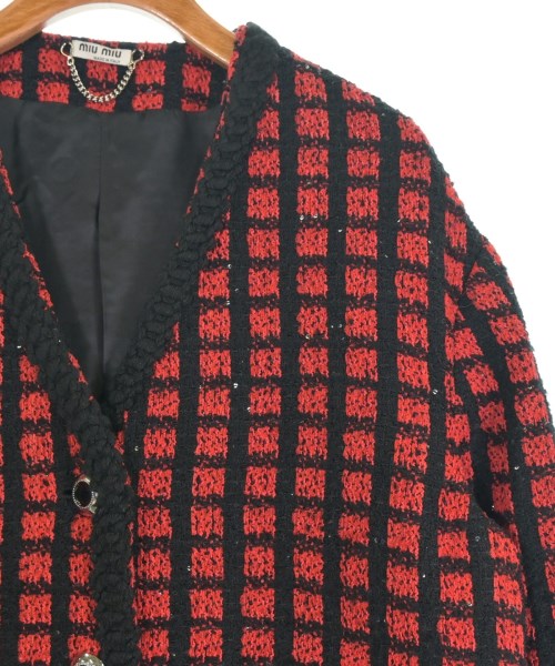 Miu Miu（ミュウミュウ）ノーカラージャケット 赤 サイズ:38(S位) レディース/2200622230139