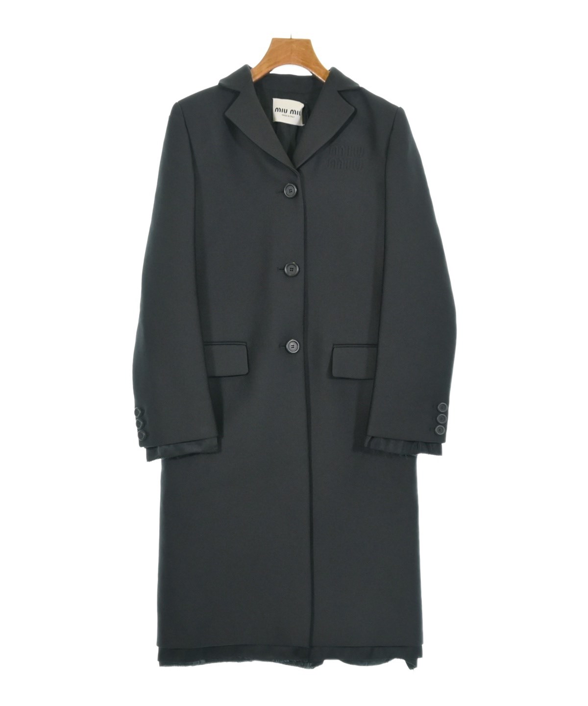 最終お値下げ Miu ミュウミュウ　パールコート38 Miu Miu（ミュウミュウ）コート 黒 サイズ:36(XS位) レディース