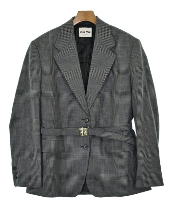 miumiu ウールジャケット　グレー　テーラードジャケット　42 ミュウミュウ Miu Miu Women's' Raw-Trims Wool Blazer in Grey | LN-CC®