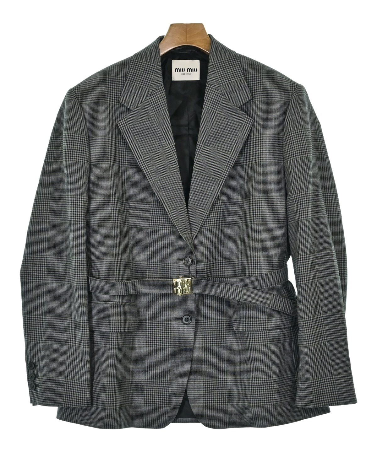 miu miu グレー ジャケット 38 Miu Miu（ミュウミュウ）テーラードジャケット グレー サイズ:38(S位