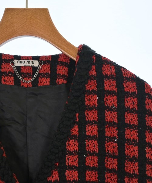 Miu Miu（ミュウミュウ）ノーカラージャケット 赤 サイズ:38(S位) レディース/2200618242016