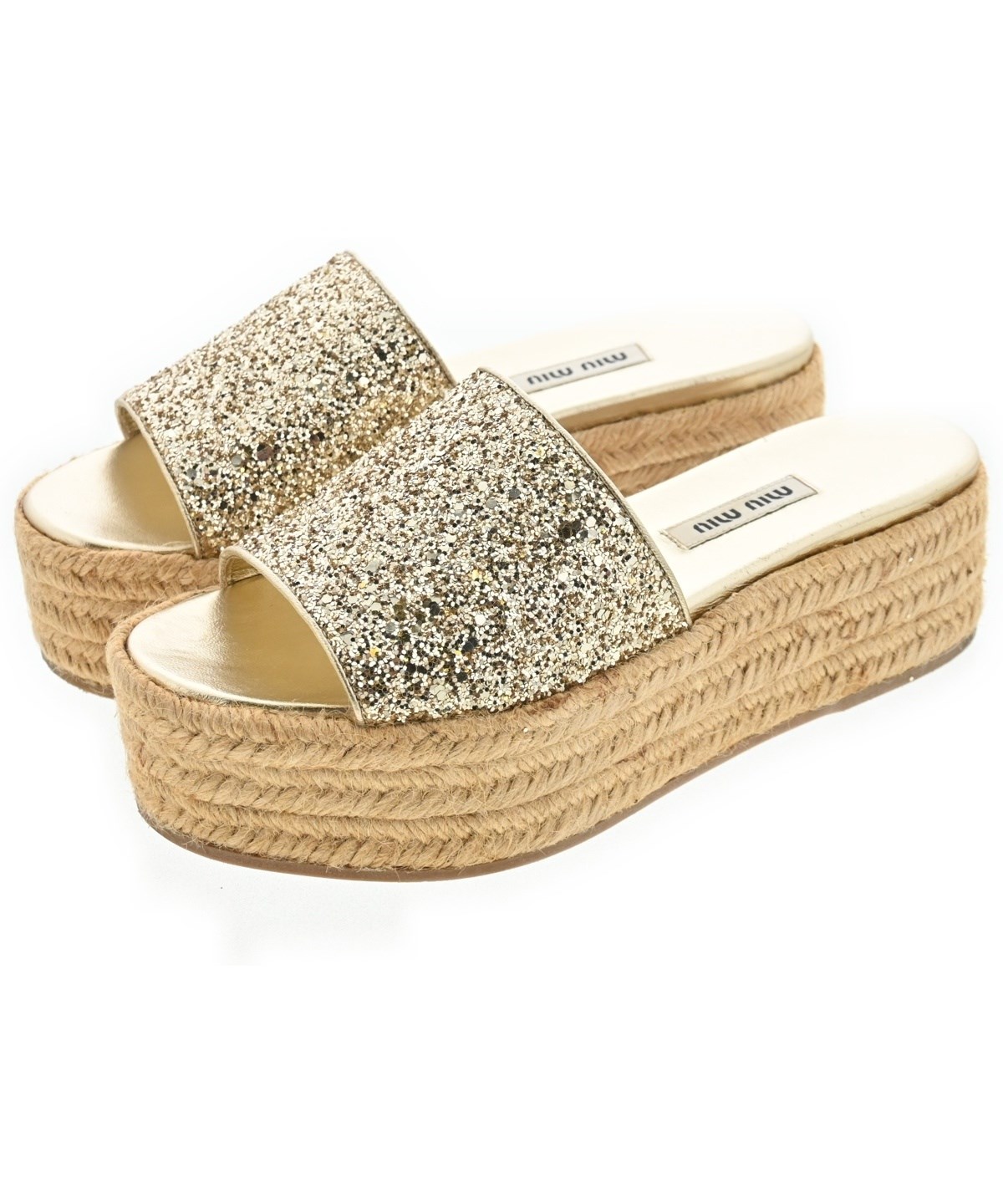 Miu Miu（ミュウミュウ）サンダル ゴールド サイズ:EU36(22.5cm位