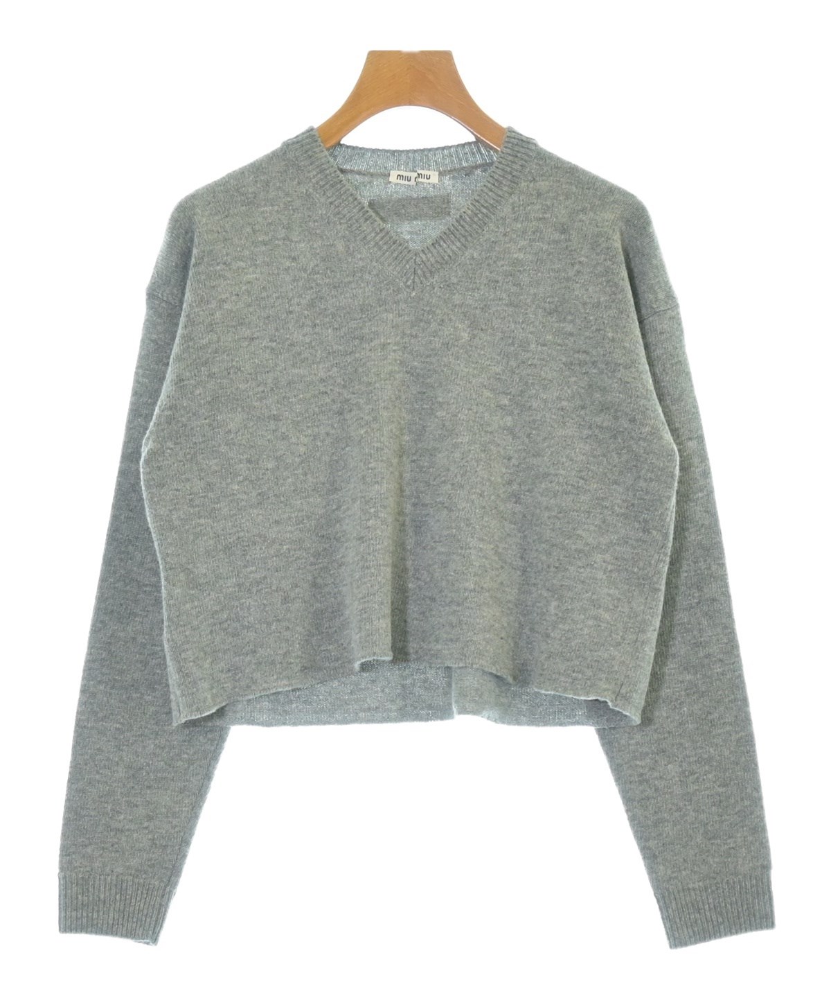 ミュウミュウレイヤードVネックグレー ニット レイヤード グレー（灰色