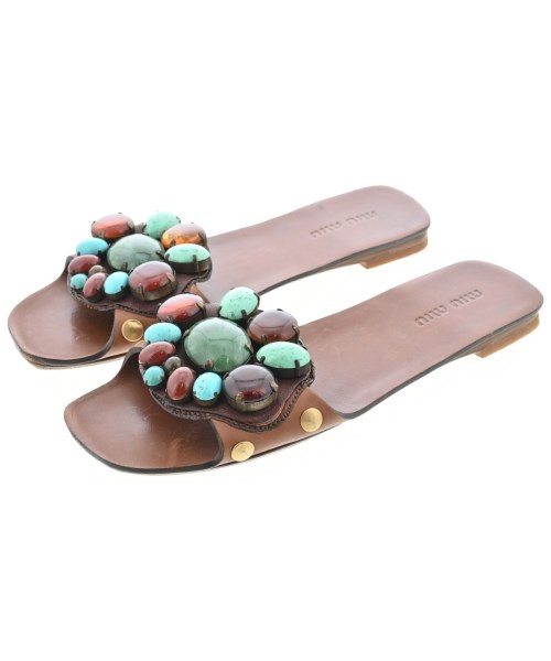 Miu Miu(ミュウミュウ)サンダル 茶 サイズ:-(24.5cm位)/2200684643328