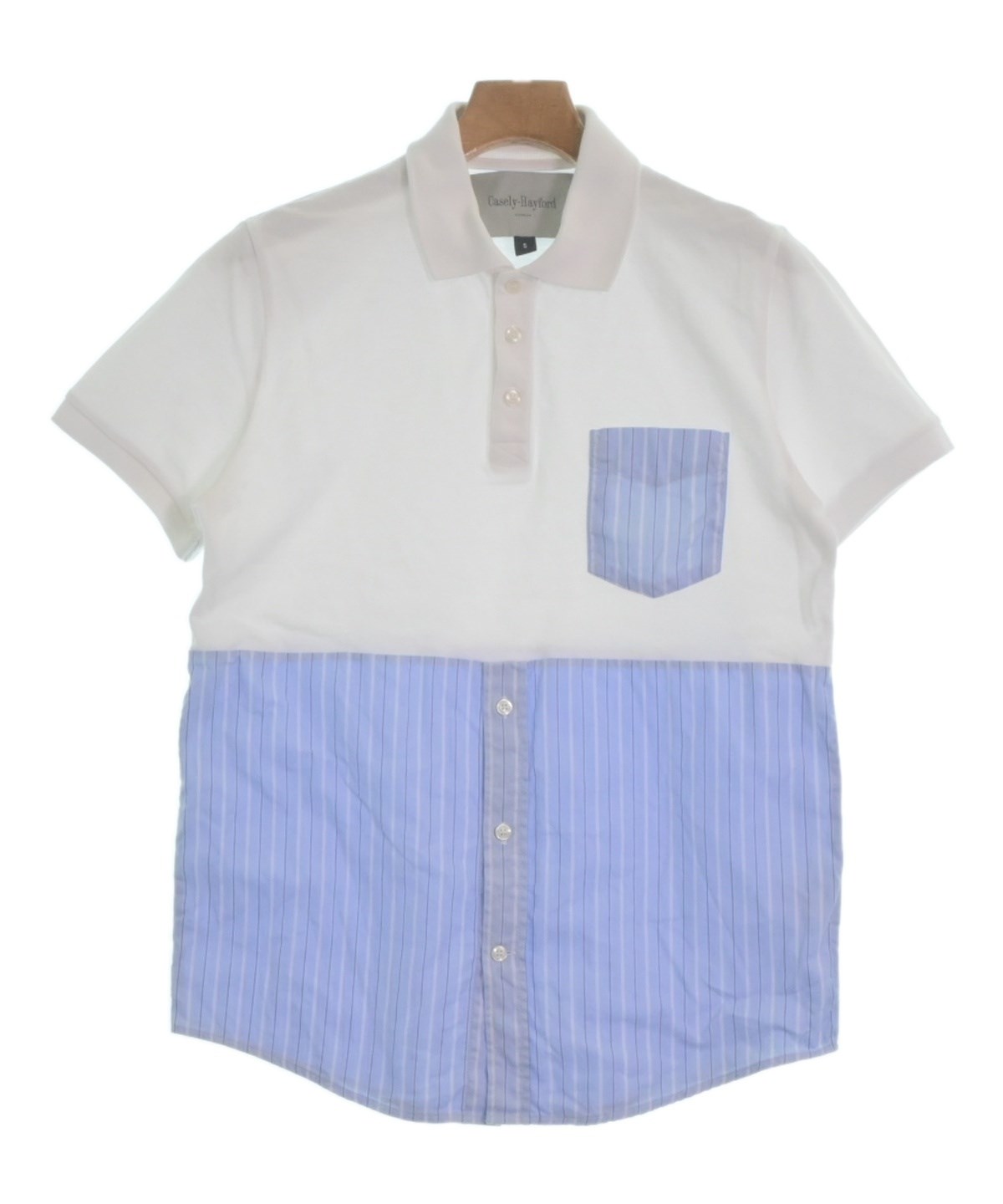Casely-Hayford ケイスリー　ヘイフォード ポロシャツ S 白x青 【古着】【中古】 Casely-Hayford（ケイスリー ヘイフォード）ポロシャツ 白 サイズ:S