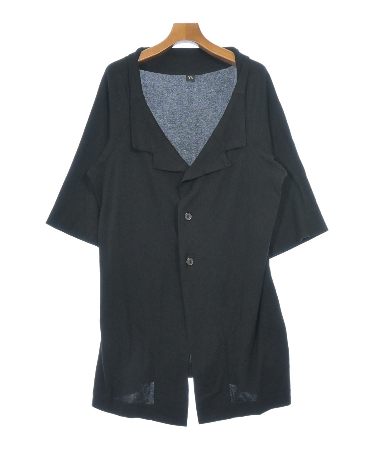 Y’s ワイズ 変形ニットカットソー 黒 アシンメトリー ドレープ 半袖 Y's（ワイズ）Tシャツ・カットソー 黒 サイズ:2(S位) メンズ
