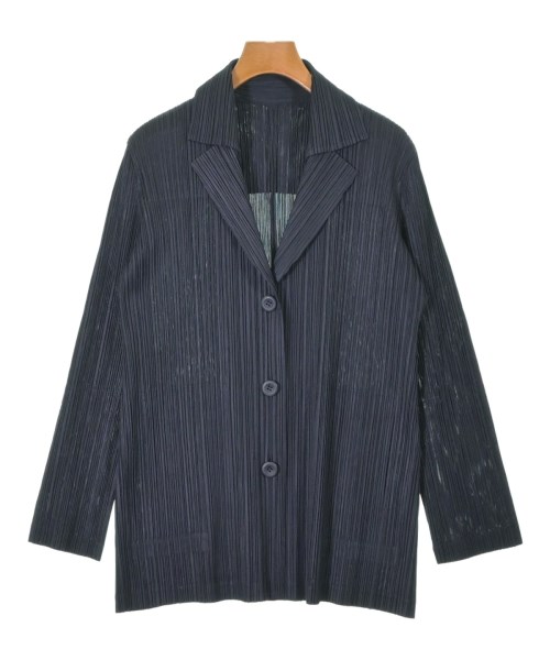 PLEATS PLEASE(プリーツプリーズ)カジュアルジャケット 紺 サイズ:3(L位)/2200643629073