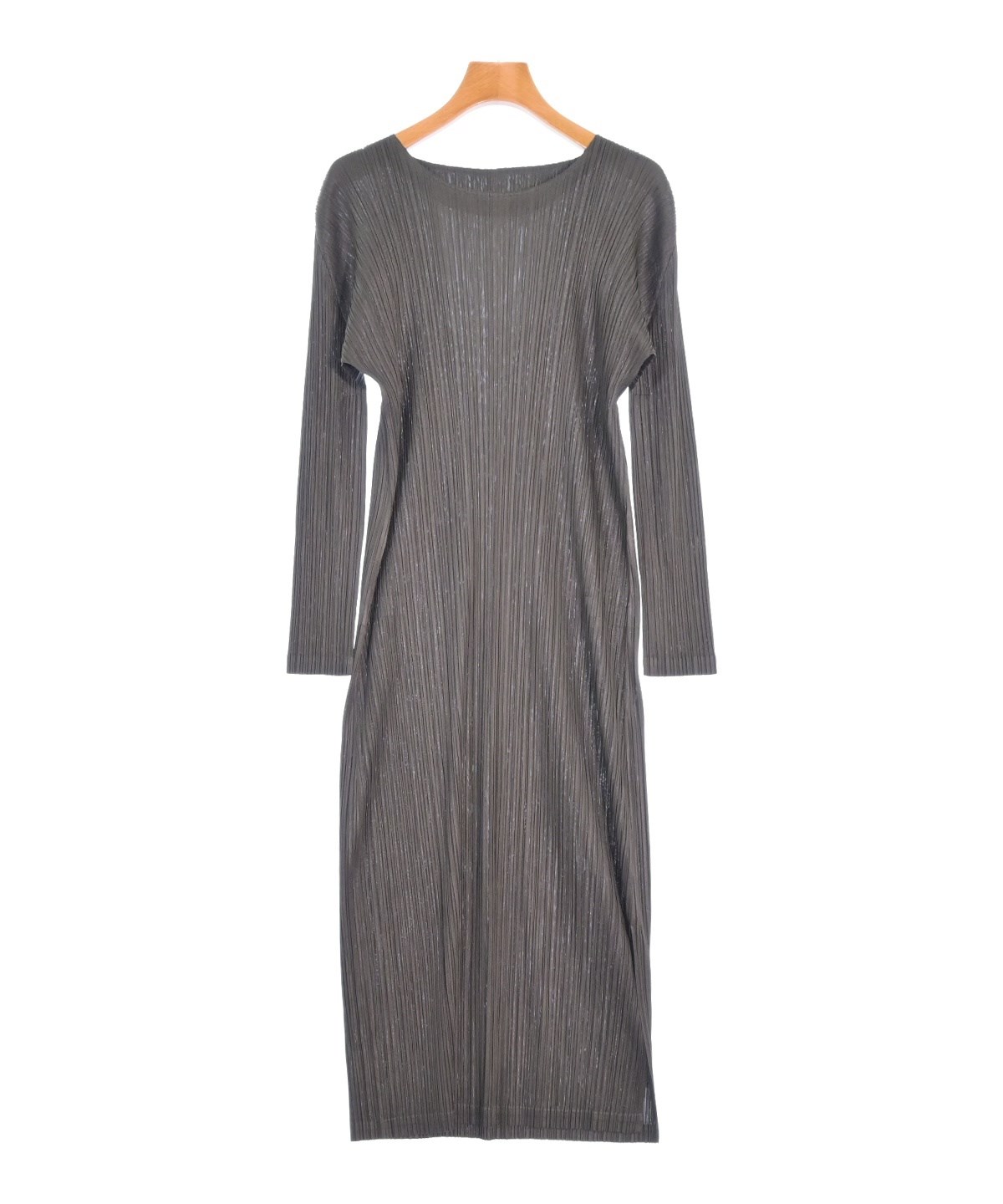 PLEATS PLEASE ワンピース ベージュx茶 2203225J0015 PLEATS PLEASE（プリーツプリーズ）ワンピース 茶 サイズ:F