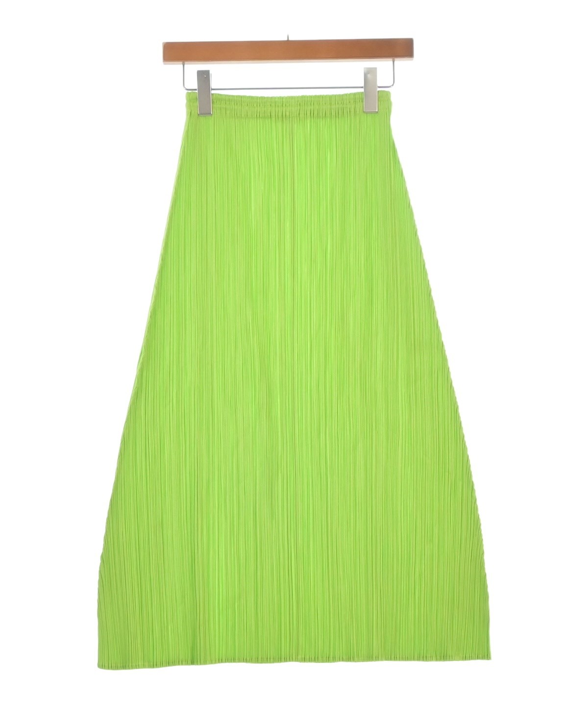 PLEATS PLEASEグリーン スカートサイズ2 PLEATS PLEASE（プリーツプリーズ）ひざ丈スカート 緑 サイズ:1(S位