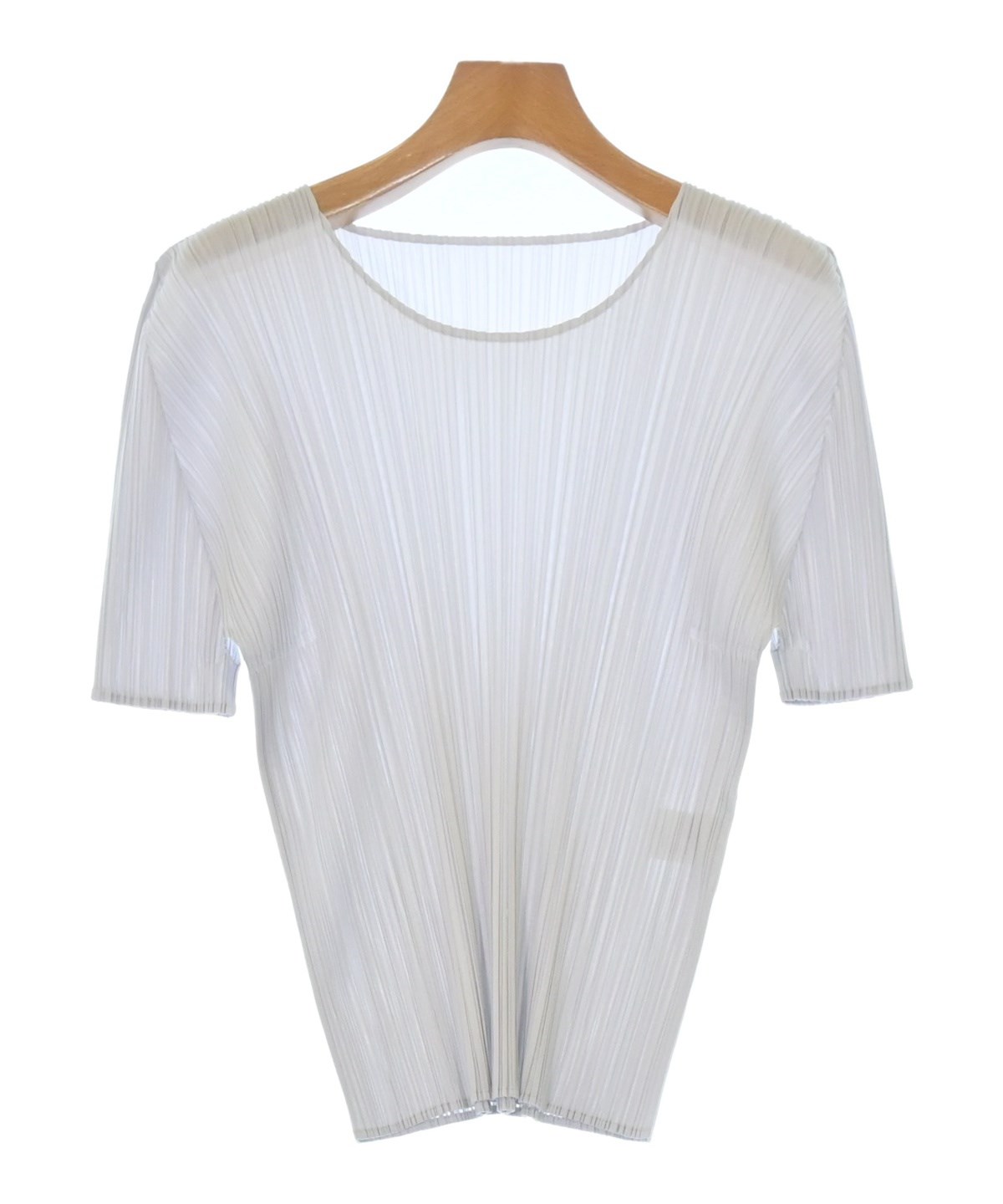 PLEATS PLEASE プリーツプリーズ UネックTシャツ 白 サイズ3 PLEATS PLEASE（プリーツプリーズ）ブラウス グレー サイズ:3(L位