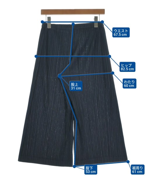 PLEATS PLEASE（プリーツプリーズ）クロップドパンツ 紺 サイズ:3(L位) レディース/2200658796029