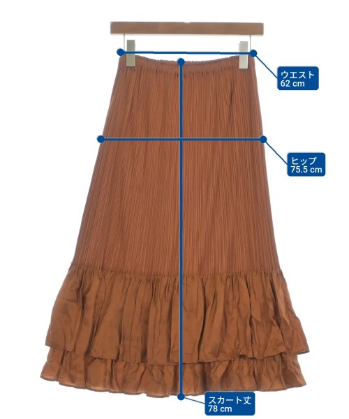 PLEATS PLEASE（プリーツプリーズ）ロング・マキシ丈スカート 茶 サイズ:4(XL位) レディース/2200734333094