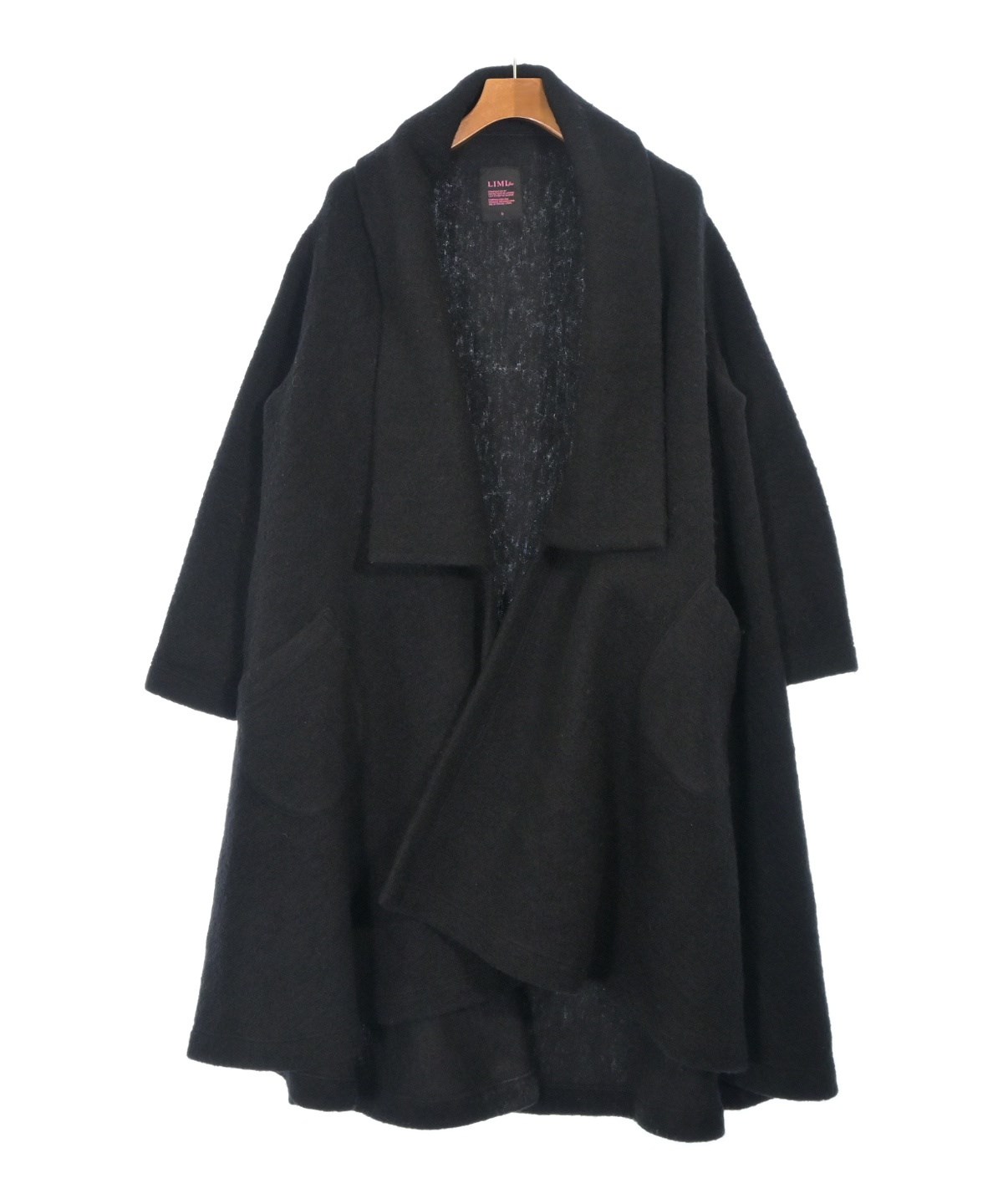 LIMI feu リミフゥ 2009AW ウールギャバ マントコート 黒 LIMI feu リミフゥ 2009AW ウールギャバ マントコート 黒 STAFF