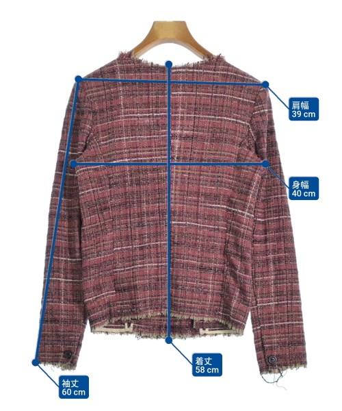 ISABEL MARANT ETOILE（イザベルマランエトワール）ノーカラージャケット 赤 サイズ:34(XXS位) レディース/2200659969088