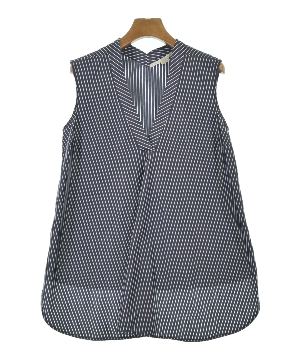 2 ステラマッカートニー シルク100% ブラウス バイカラー 38 紺 黒 STELLA McCARTNEY（ステラマッカートニー）ブラウス 紺 サイズ:38(S位