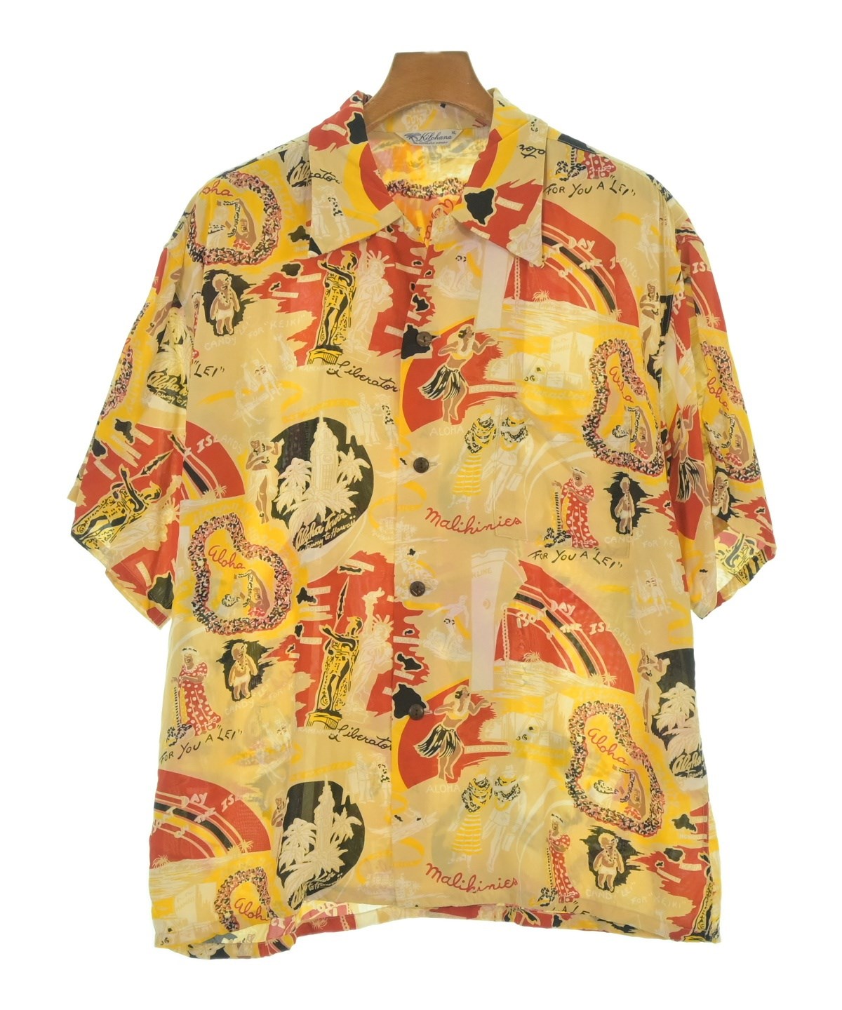 SUN SEA 金太郎シャツ 長袖 3 ベージュ レーヨン 100% SUN SEA 金太郎