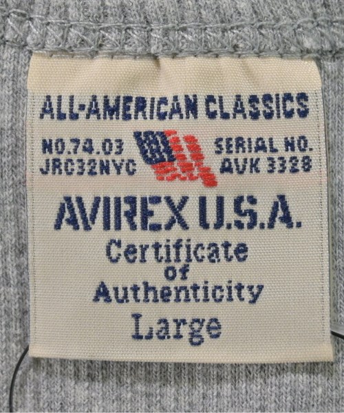 AVIREX（アヴィレックス）Tシャツ・カットソー グレー サイズ:L メンズ/2200606741385