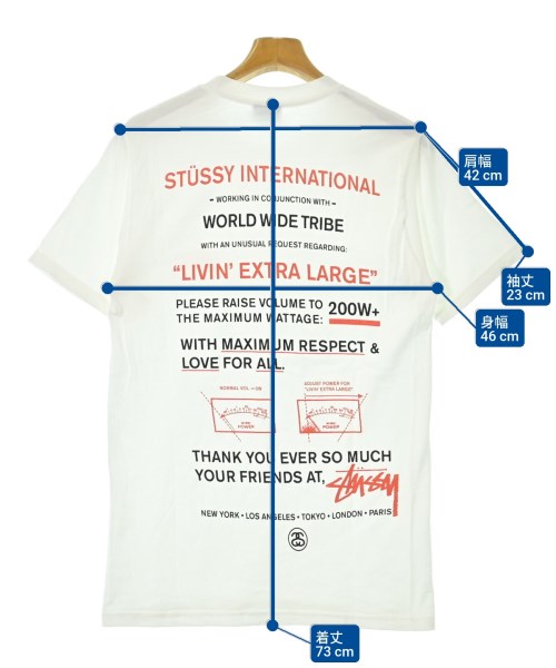 STUSSY（ステューシー）Tシャツ・カットソー 白 サイズ:S メンズ/2200628740052