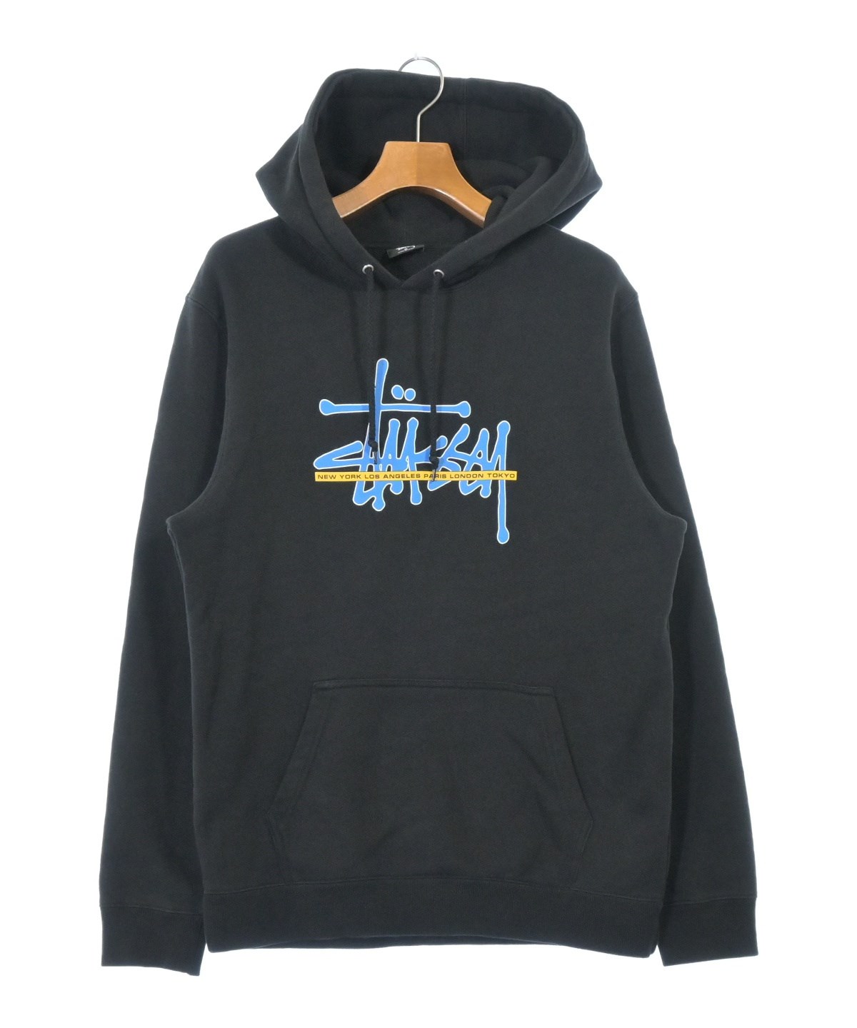モ*ロ様 STUSSY パーカー 刺繍ロゴ ネイビー イエロー M 完売 人気 STUSSY（ステューシー）パーカー 黒 サイズ:M メンズ/2200696085024