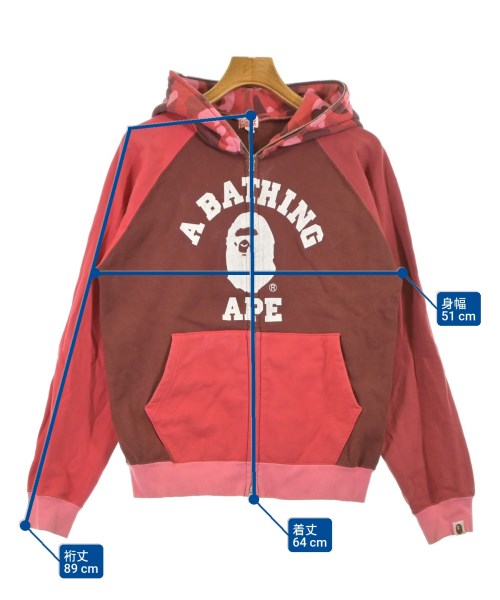 A BATHING APE（アベイシングエイプ）パーカー 赤 サイズ:S メンズ/2200615071176