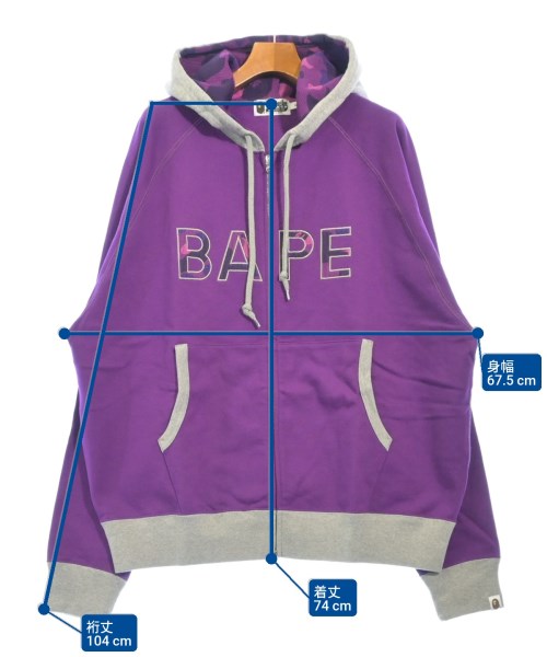 A BATHING APE（アベイシングエイプ）パーカー 紫 サイズ:XL メンズ/2200617953050
