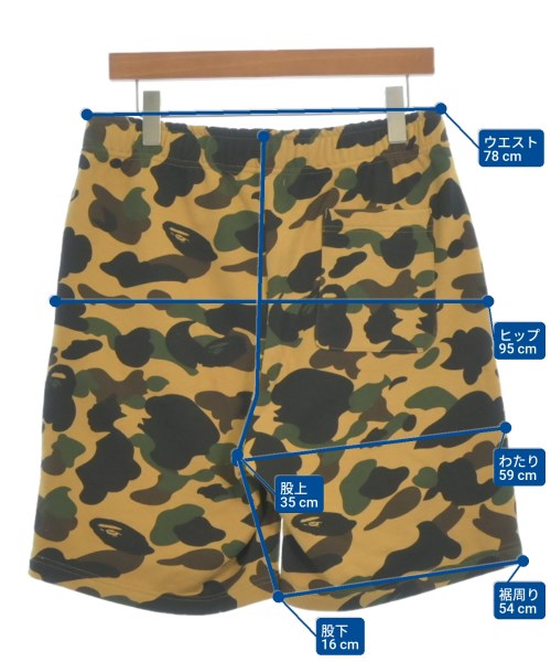 A BATHING APE（アベイシングエイプ）ショートパンツ 黄 サイズ:M メンズ/2200617953081