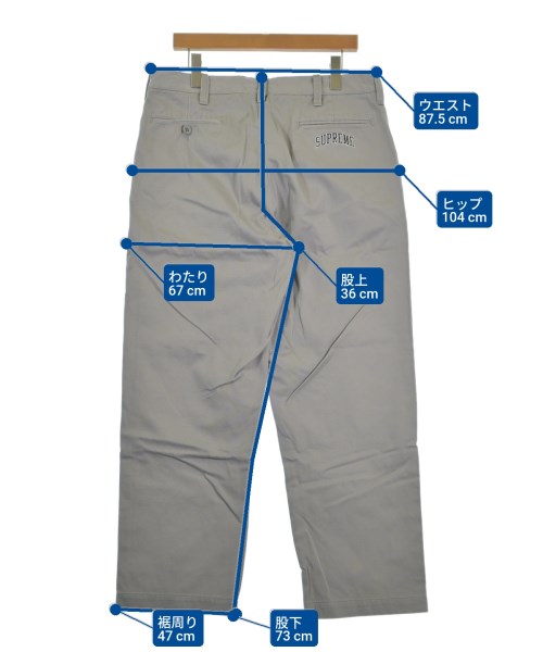 Supreme（シュプリーム）チノパン グレー サイズ:34(XL位) メンズ/2200618472666