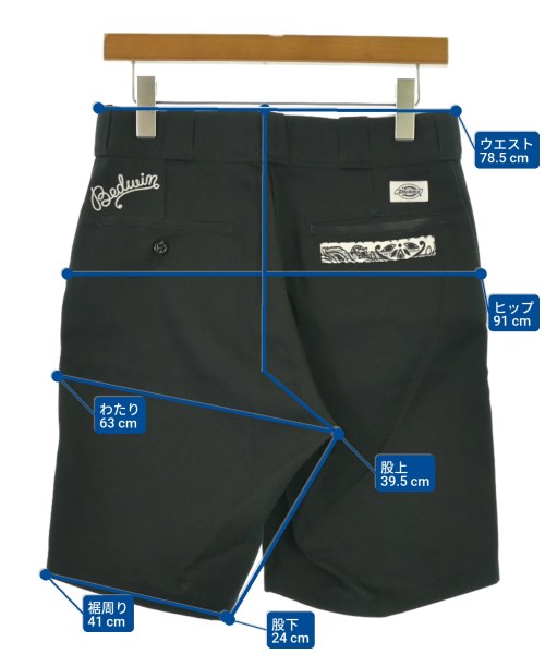 BEDWIN &THE HEARTBREAKERS（ベドウィンアンドザハートブレイカーズ）ショートパンツ 黒 サイズ:1(S位) メンズ/2200650844186
