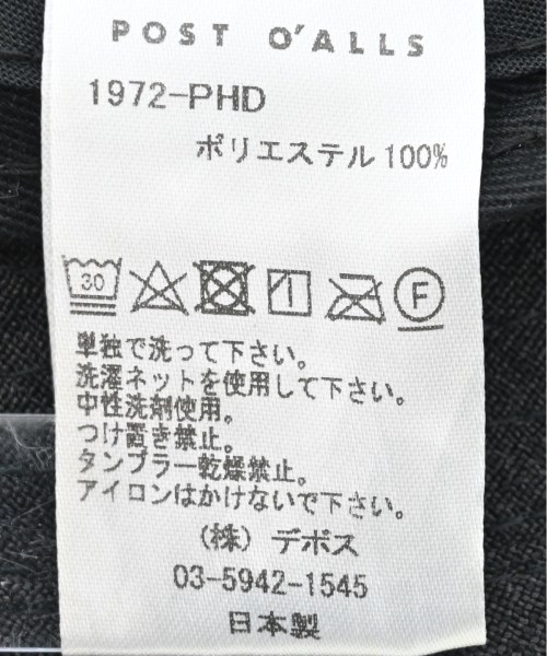 POST O'ALLS（ポストオーバーオールズ）ハット 黒 サイズ:F メンズ/2200604721112