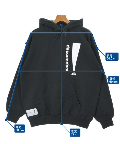 DESCENDANT（ディセンダント）パーカー 黒 サイズ:3(L位) メンズ/2200656130078