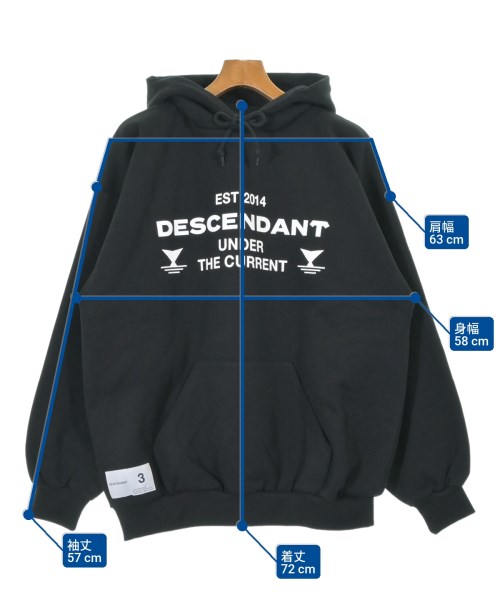 DESCENDANT（ディセンダント）パーカー 黒 サイズ:3(L位) メンズ/2200656130092
