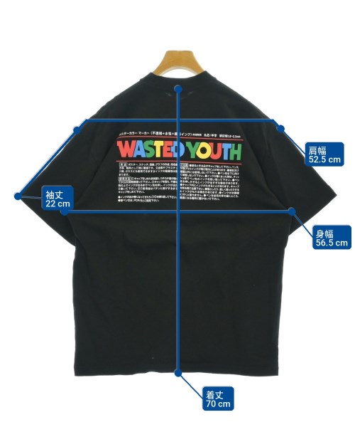WASTED YOUTH（ウェイステッドユース）Tシャツ・カットソー 黒 サイズ:L メンズ/2200710731012