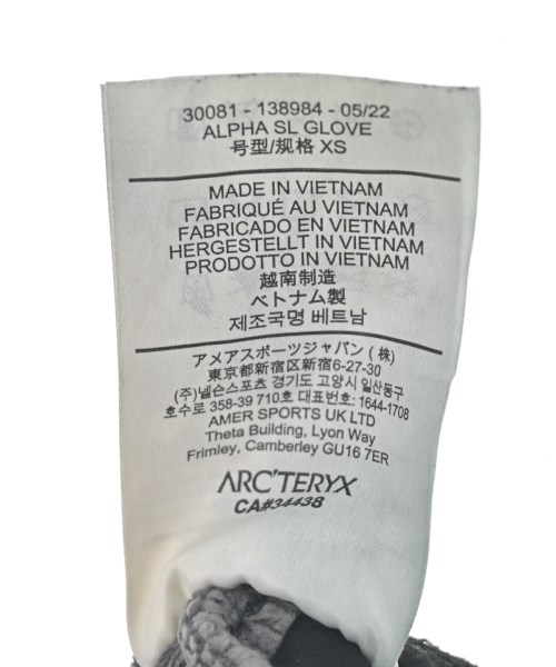 ARC'TERYX（アークテリクス）手袋 黒 サイズ:XS メンズ/2200724653034