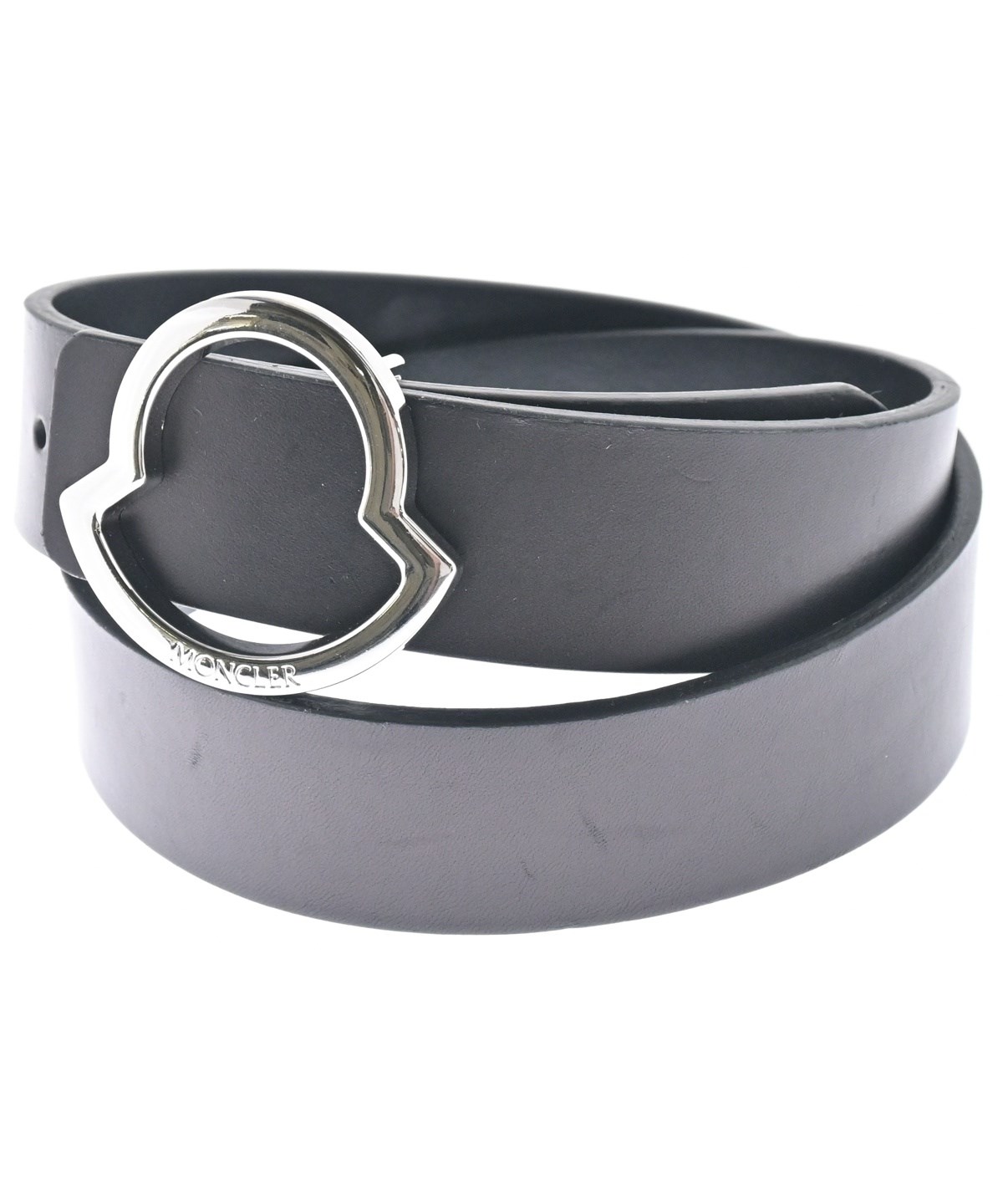 日本未発売 モンクレール ベルト 黒44 46 ブラック MONCLER モンクレール ロゴ バックル レザー ベルト ブラック系 44新古品未使用中古