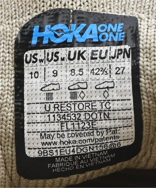 HOKA ONE ONE（ホカオネオネ）スニーカー ベージュ サイズ:27cm メンズ/2200710702043