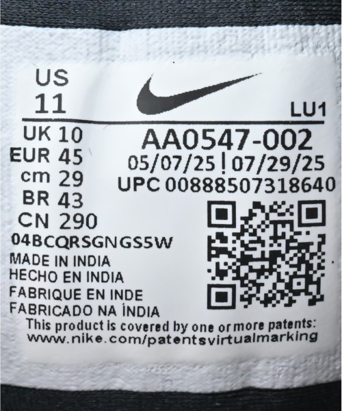 NIKE（ナイキ）スニーカー 黒 サイズ:29cm メンズ/2200641954054