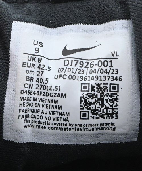 NIKE（ナイキ）スニーカー 黒 サイズ:27cm メンズ/2200691158082