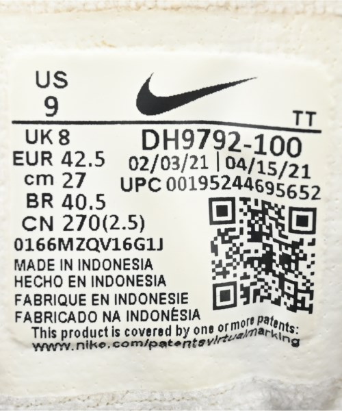 NIKE（ナイキ）スニーカー 白 サイズ:27cm メンズ/2200659143112