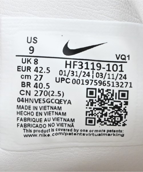 NIKE（ナイキ）スニーカー 白 サイズ:27cm メンズ/2200659411044