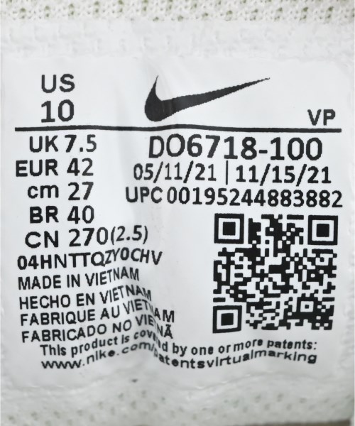NIKE（ナイキ）スニーカー 白 サイズ:27cm メンズ/2200708680230