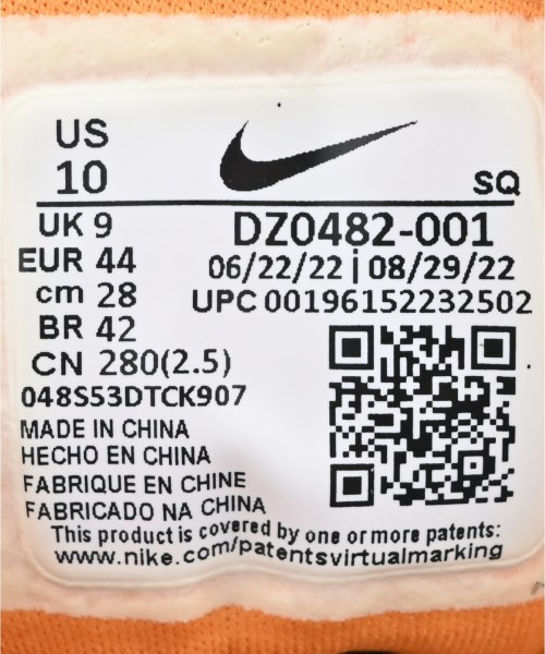 NIKE（ナイキ）スニーカー オレンジ サイズ:28cm メンズ/2200709258636