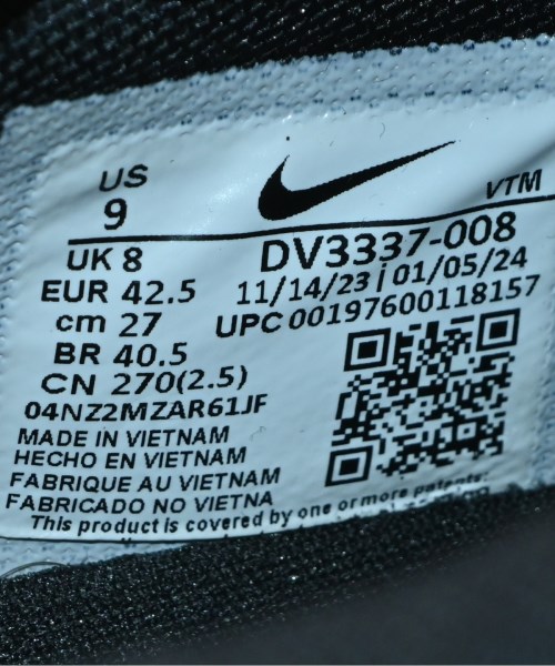 NIKE（ナイキ）スニーカー 黒 サイズ:27cm メンズ/2200712423045