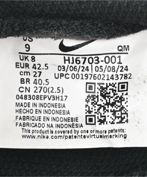 NIKE（ナイキ）スニーカー 黒 サイズ:27cm メンズ/2200710470171