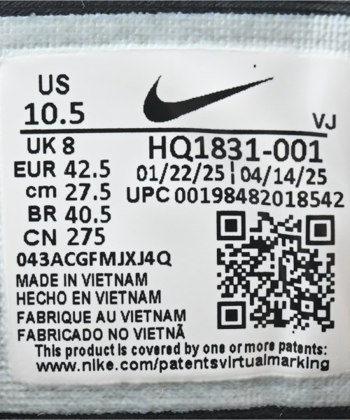 NIKE（ナイキ）スニーカー 黒 サイズ:27.5cm メンズ/2200635169631