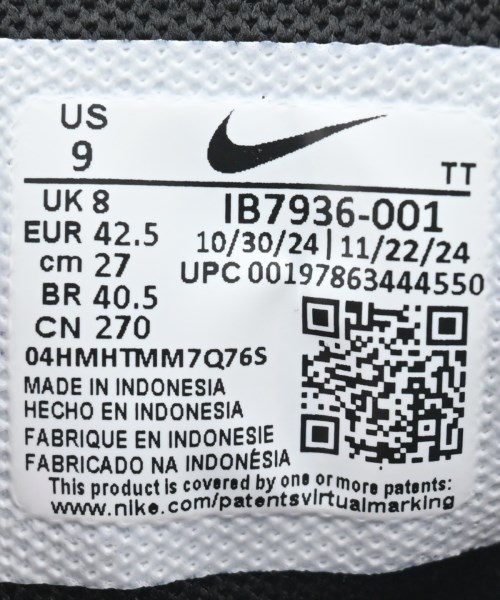 NIKE（ナイキ）スニーカー 黒 サイズ:27cm メンズ/2200670217014