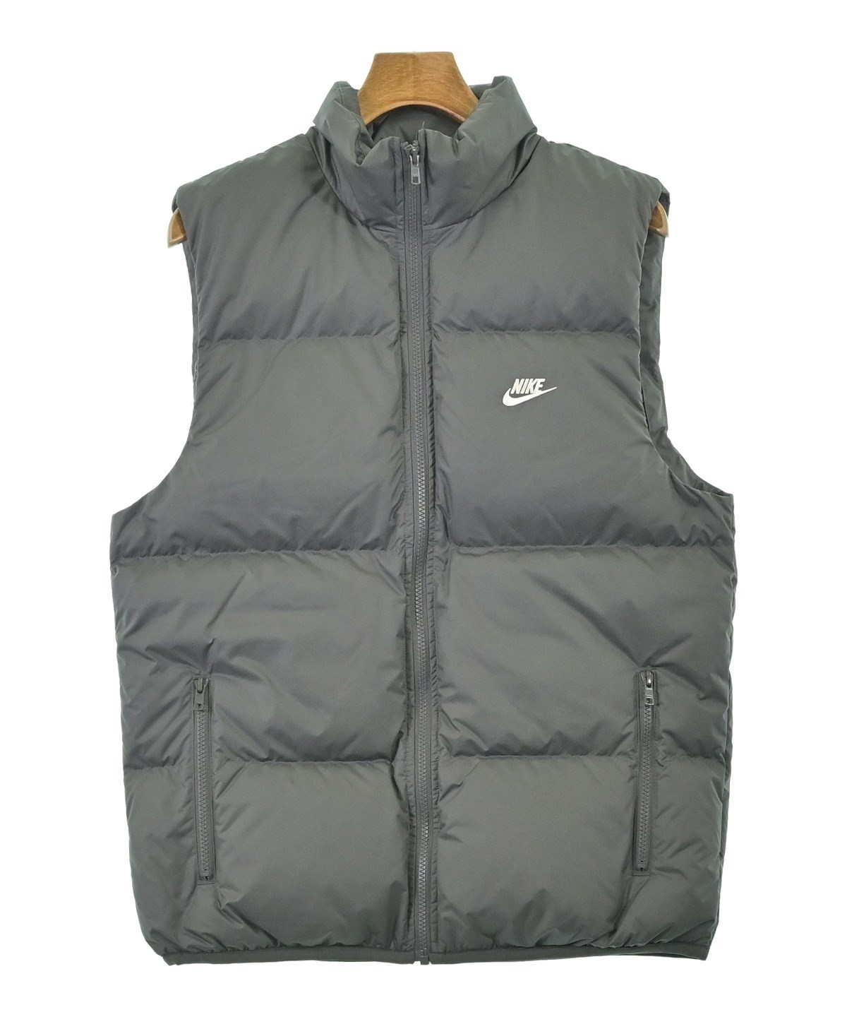 Bristol×Nike グレー ダウンベスト フード付きリバーシブル NIKE（ナイキ）ダウンジャケット/ダウンベスト グレー サイズ:S メンズ