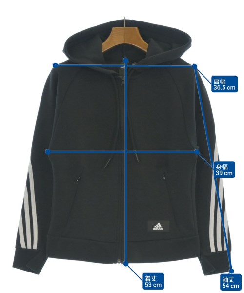 adidas（アディダス）パーカー 黒 サイズ:S レディース/2200655907046
