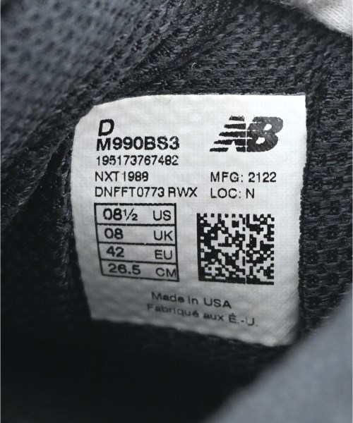 New Balance（ニューバランス）スニーカー 黒 サイズ:26.5cm メンズ/2200707031255